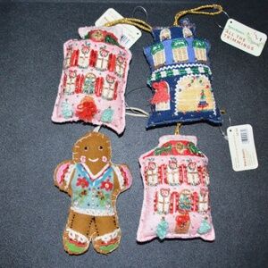NWT COST PLUS WORLD MARKET CHRISTMAS ORNAMENTS SET OF 4 $36